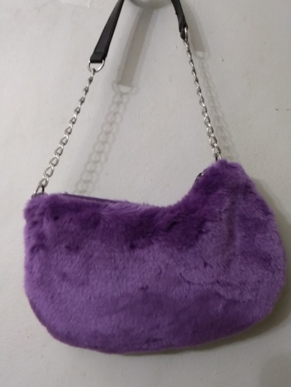 Amanda Smith Plush Faux Fur Shoulder Bag in Purple